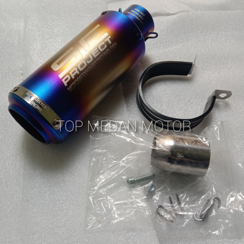 KNALPOT SILINCER SC PROJECT CRT SANDBLAST BLUE IN 51 mm IMPORT ORIGINAL TAIWAN