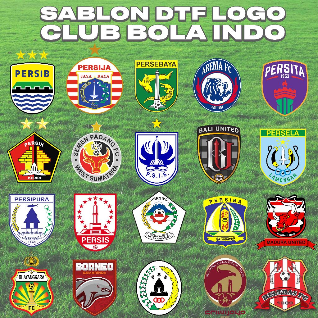 SABLON LOGO PATCH CLUB INDONESIA PERSIB PERSIJA PERSEBAYA AREMA BALIL UNITED PERSIS PSIS SEPAK BOLA