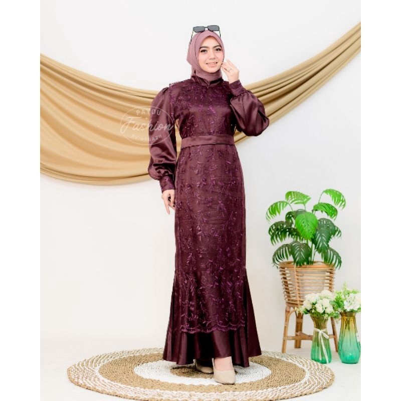 Andin dress kombinasi tille dress kondangan dress bridesmaid andin dress bahan satin velvet