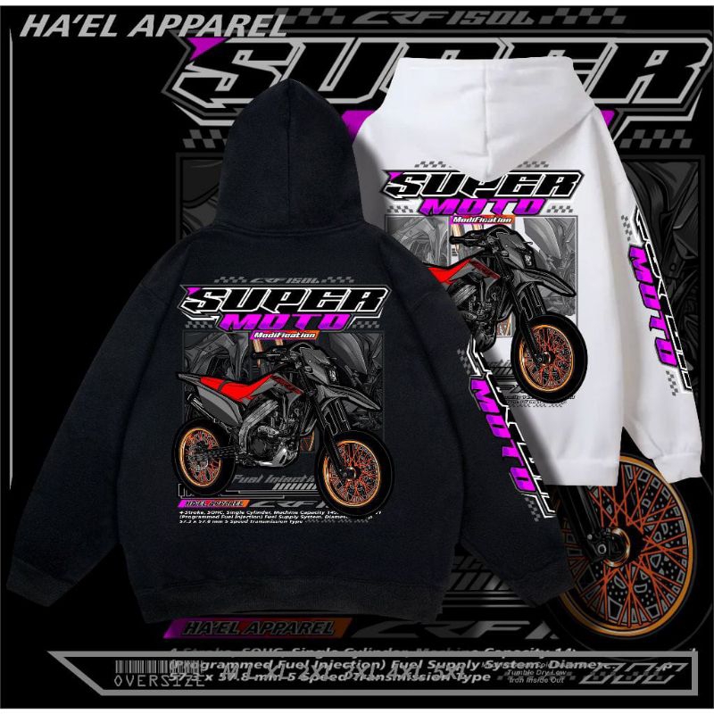 HOODIE CRF SUPERMOTO ORIGINAL HOODIE SWEATER SUPERMOTO KEKINIAN SWEATER HONDA CRF KEREN JAKET HONDA 