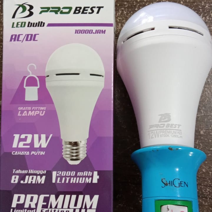 PROBEST LED Bulb AC/DC 12 Watt, 2000 mAh Lampu Emergency Lampu Darurat