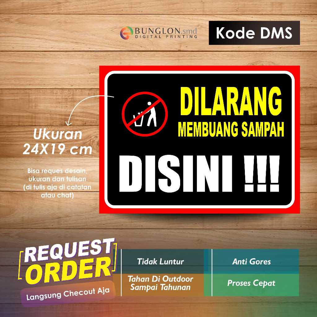 

STIKER DILANG MEMBUANG SAMPAH DISINI + LAMINATING KODE DMS HITAM
