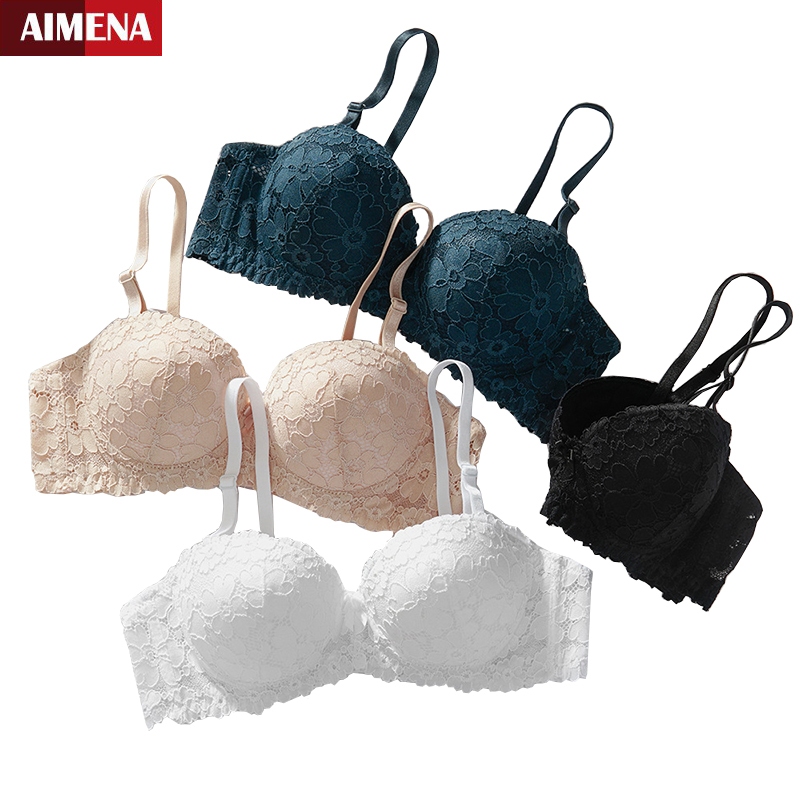 Bra Push Up 1/2 Cup Memilik Kawat Busa Tebal Pakaian Dalam Renda Sexy Cocok Untuk Cup A/B