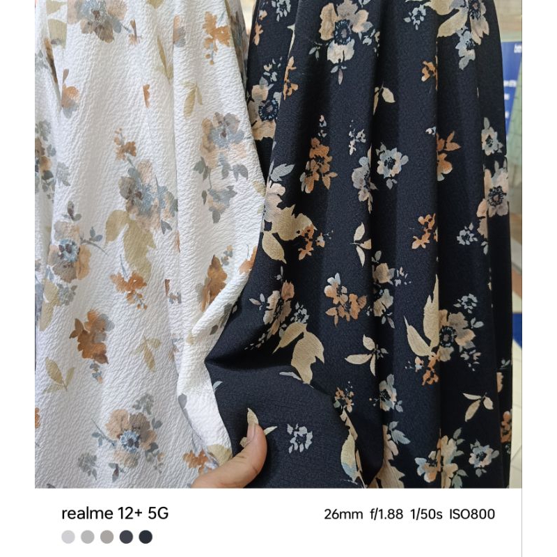 bahan kain crinkle motif bunga cotton crinkle
