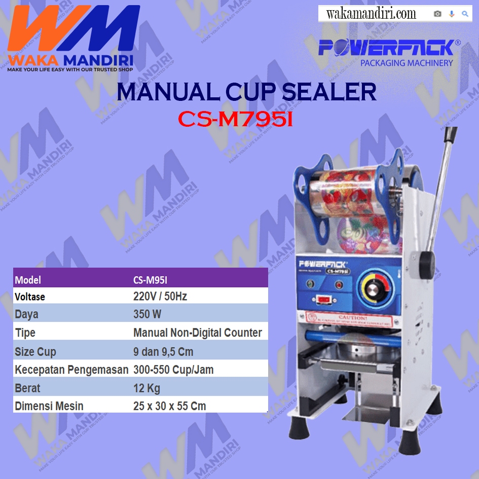 CS-M795I Mesin Penyegel Gelas Plastik Manual Cup Sealer CS M795I POWERPACK