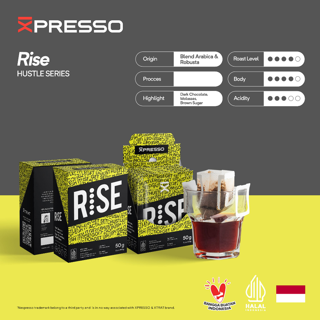 

Drip Bag Coffee Rise - Xpresso Kopi Drip Bag 5pcs