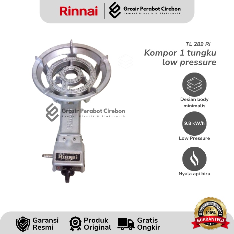 RINNAI KOMPOR 1 TUNGKU  TL-289 RI LOW PRESSURE / TL 289 KOMPOR 1 TUNGKU RINNAI