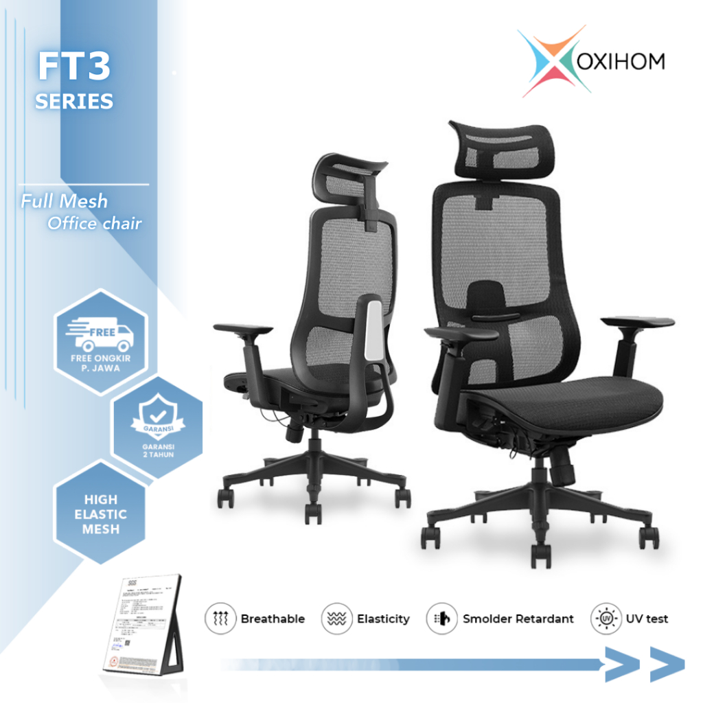 Kursi Gaming OXIHOM FT3 FT3F - Mesh dan Foam dengan 8 Pilihan Warna