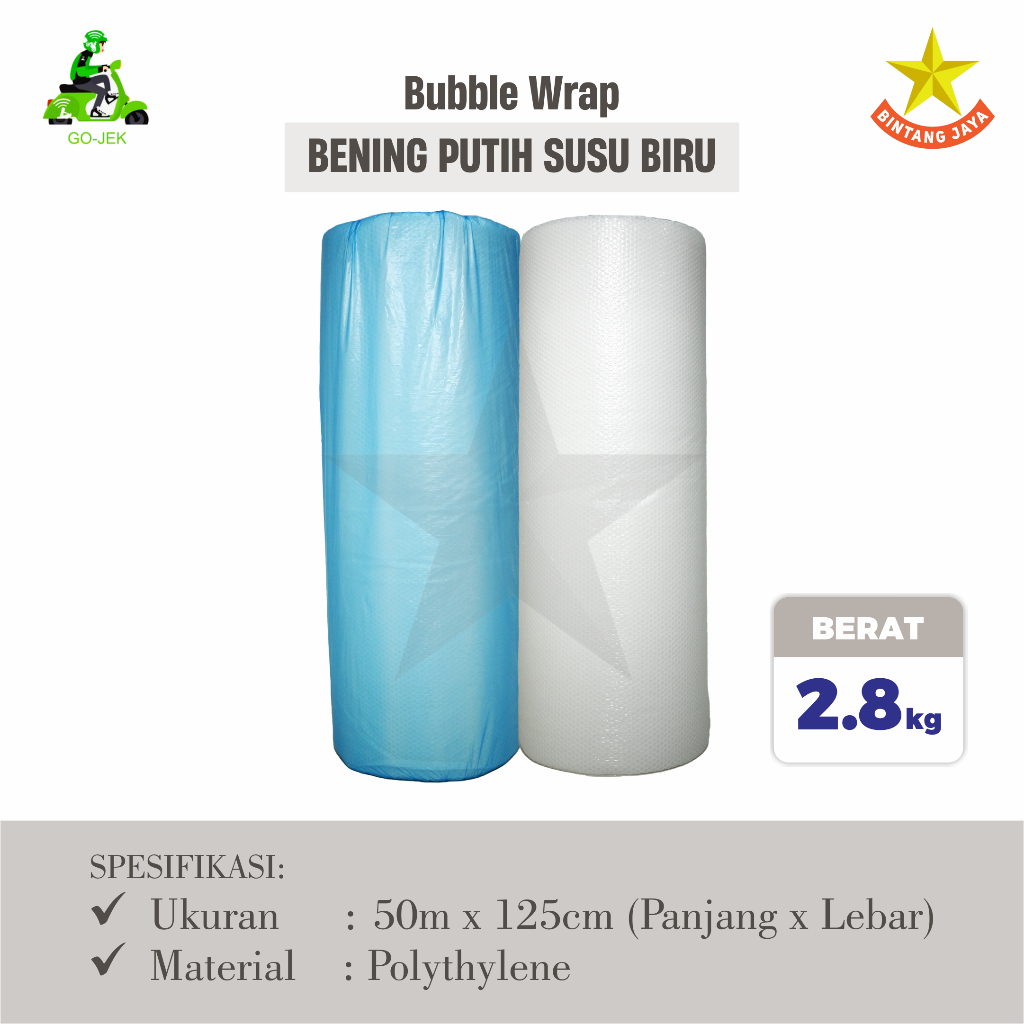 

Bubble Putih Susu Biru 50 meter x 125 cm Tebal Jogja Bubble 50m x 125cm