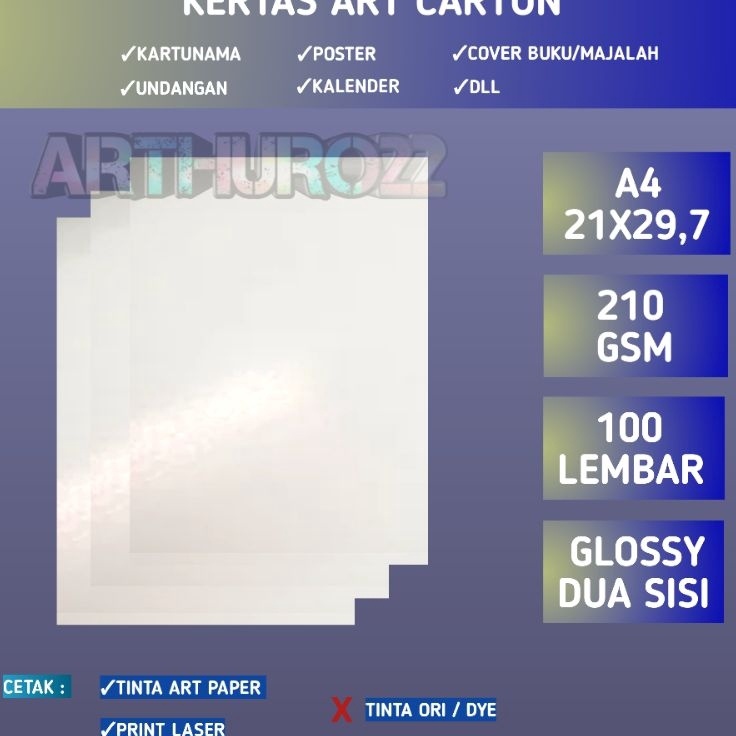 

KODE HTZ Kertas art carton paper 21 gsm A4 isi 1 lembar