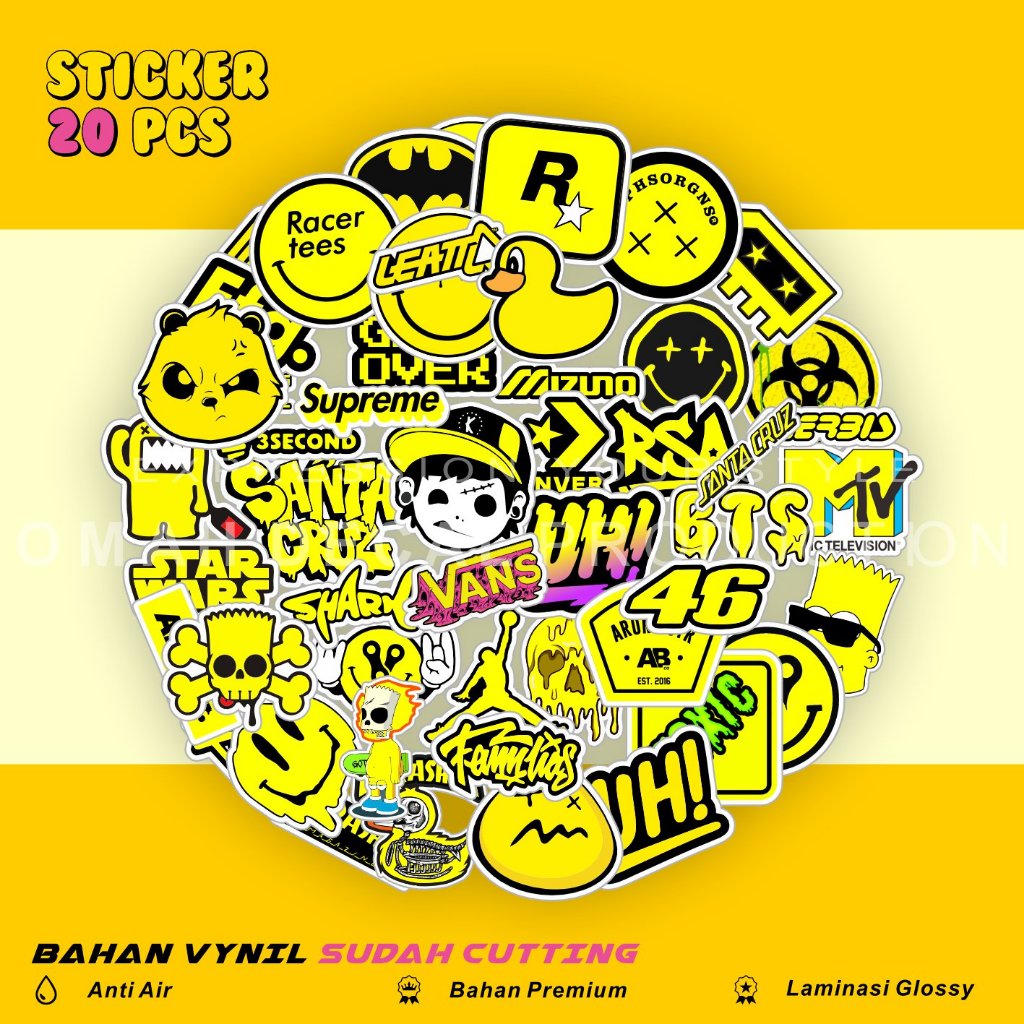 

Sticker pack Distro lokal Edisi Kuning Anti Air Terbaru - Tahan Air, Bahan Vinyl, 100% Original