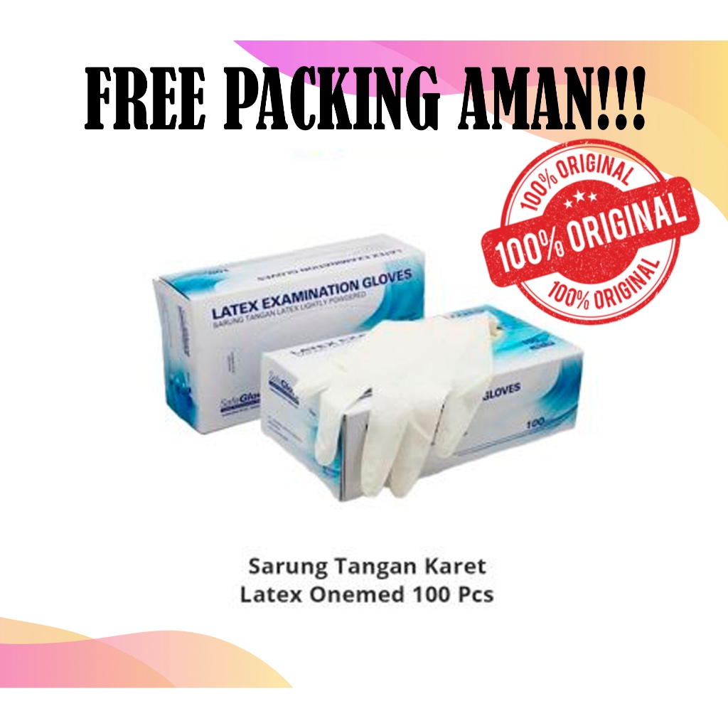 (ORIGINAL ONEMED) Sarung Tangan Medis Latex Safeglove Box Isi 100 Pcs (50 Pasang)