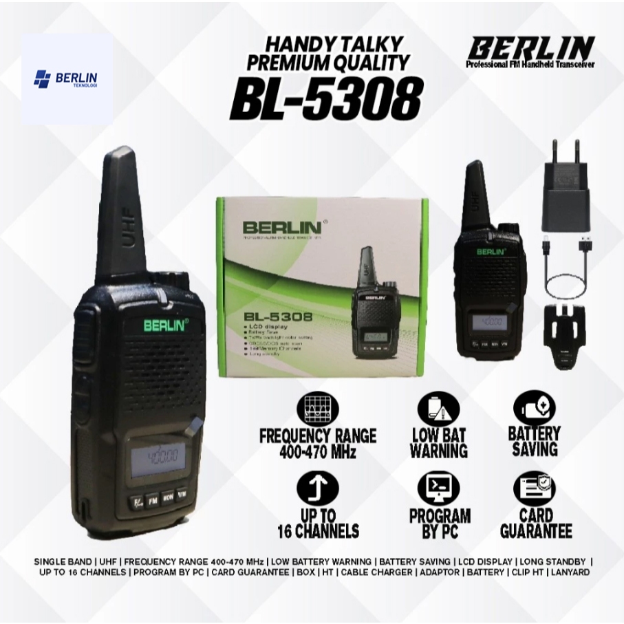 BERLIN Teknologi HT Berlin BL 5308 Walkie Talkie Original UHF