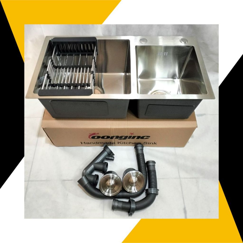 KITCHEN SINK 75 x 40 SILVER / KITCHEN SINK LUBANG 2 SILVER / WASTAFEL LUBANG DUA 75 x 45 SILVER