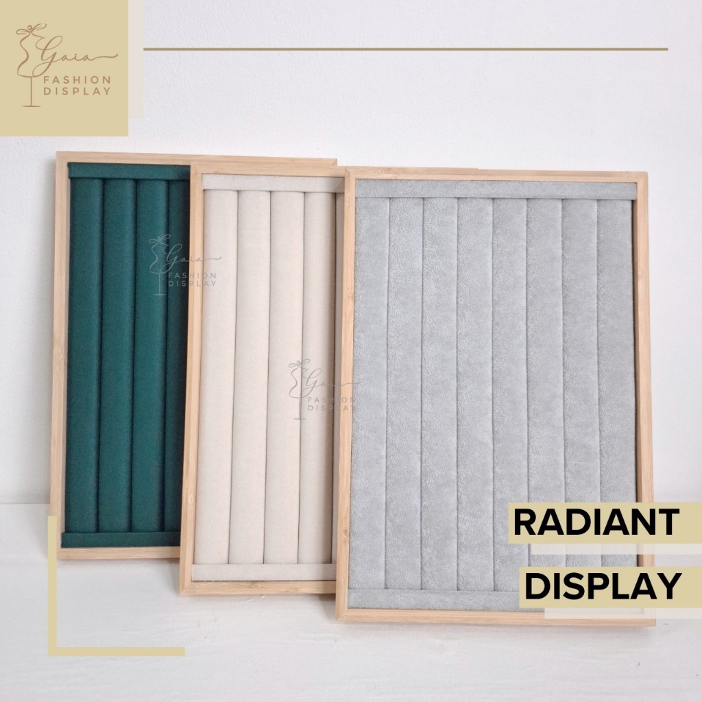 RK Display Kotak Premium Tempat Perhiasan Nampan Cincin Koleksi Cincin Emerald / Abu / Beige Box