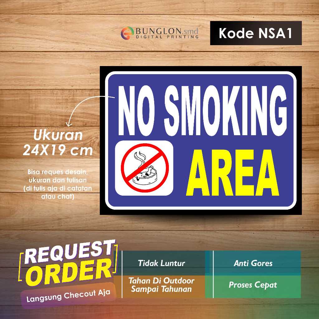 

STIKER NO SMOKING AREA + LAMINASI KODE NSA1 BIRU TUA