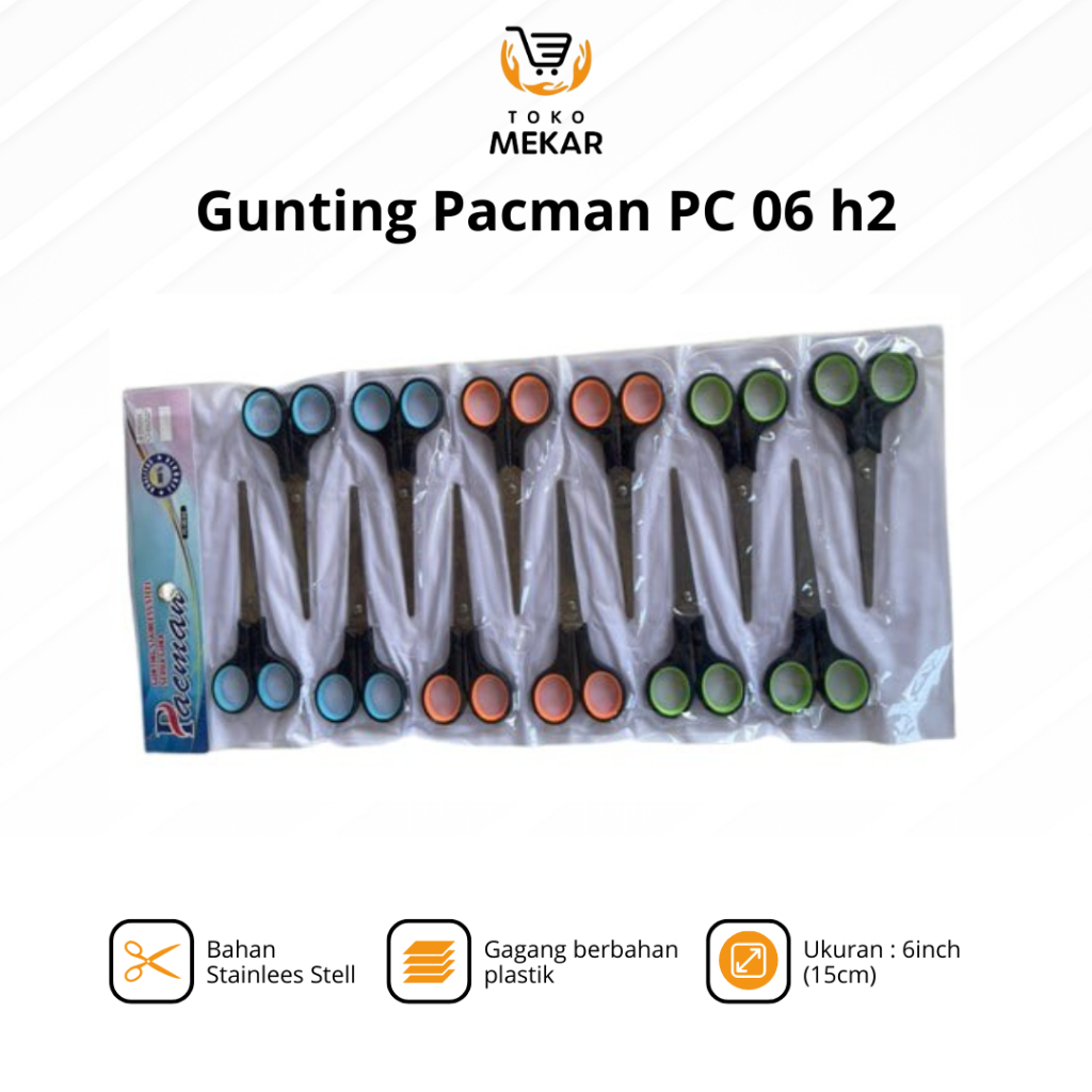 

Gunting Pacman PC-06-H2 Gunting Sedang Gagang Hitam 6 Inchi Murah