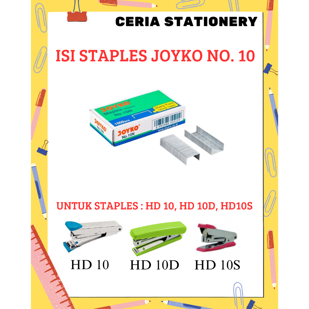 

Isi Staples Joyko No. 10 Per Pak Kecil / Refill Stapler No 10 / Isi Stapler Kecil / Isi Hekter Hd 10 / Isi Steples HD 10