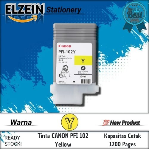 Cartridge Tinta Compatible Canon PFI102 PFI 102 Yellow Printer Canon iP500, iP510, iP600, iP605, iP6