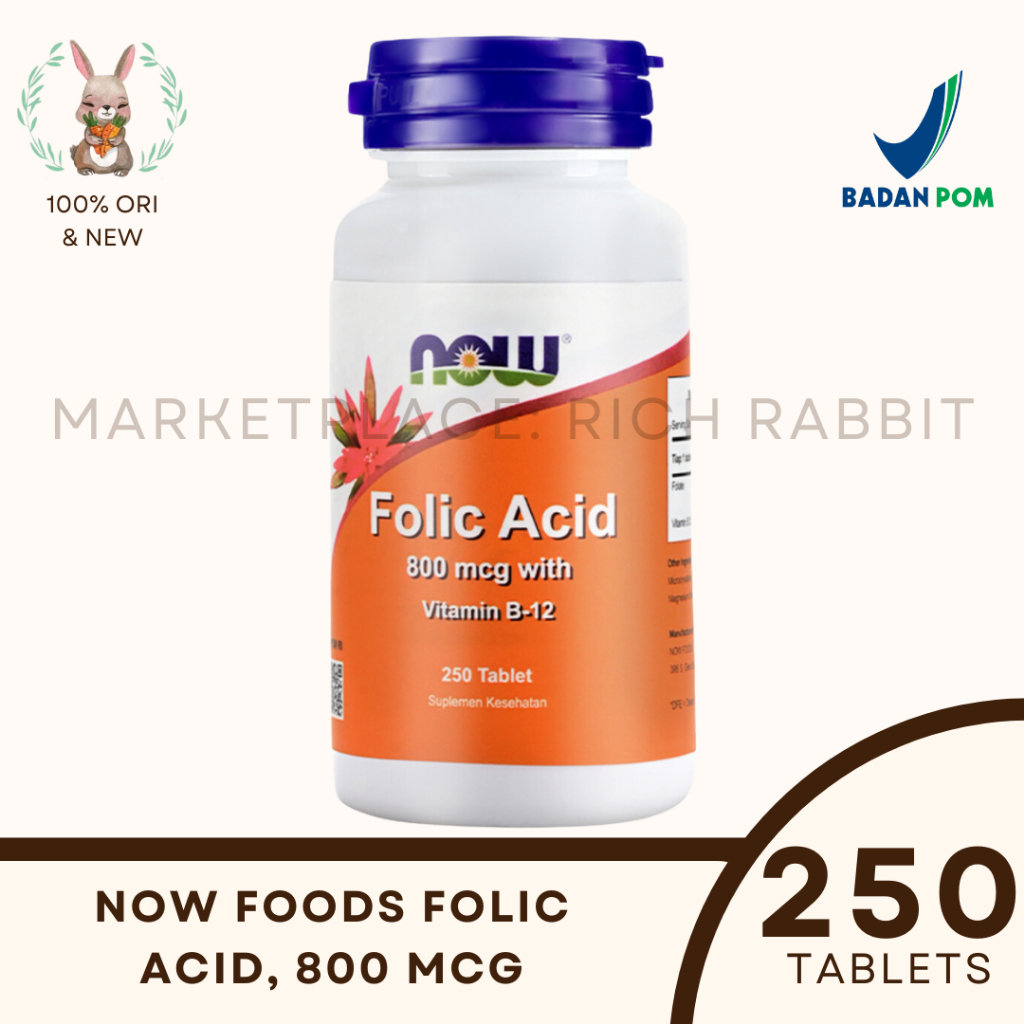 Now Foods Folic Acid 800 mcg with Vitamin B12 B-12 250 Tablets