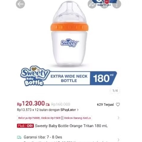 PRELOVED SWEETY BABY BOTTLE EXTRA WIDE NECK 180ml, BOTOL SUSU BAYI, DOT BAYI 180ML