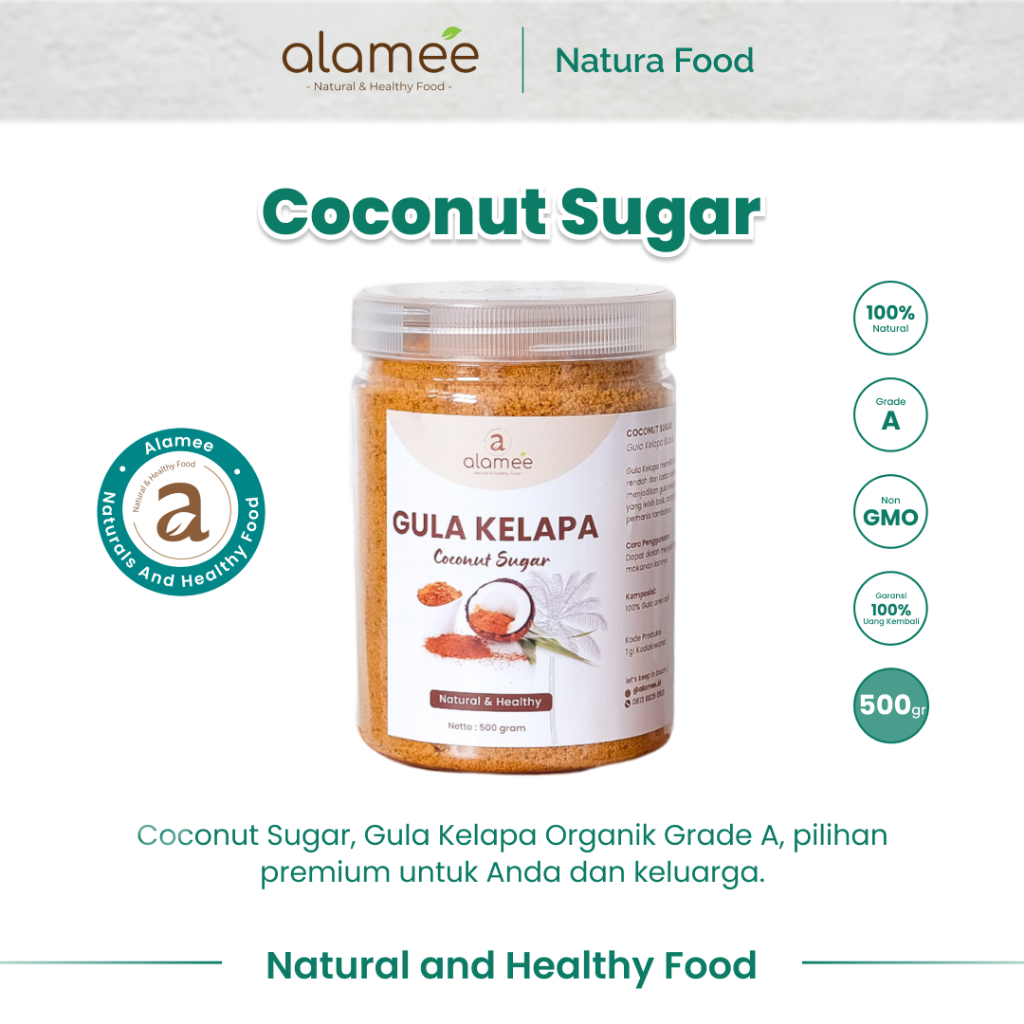 

ALAMEE Gula Kelapa Coconut Sugar Premium Organik Asli Bubuk Powder Natural Organic 500gr