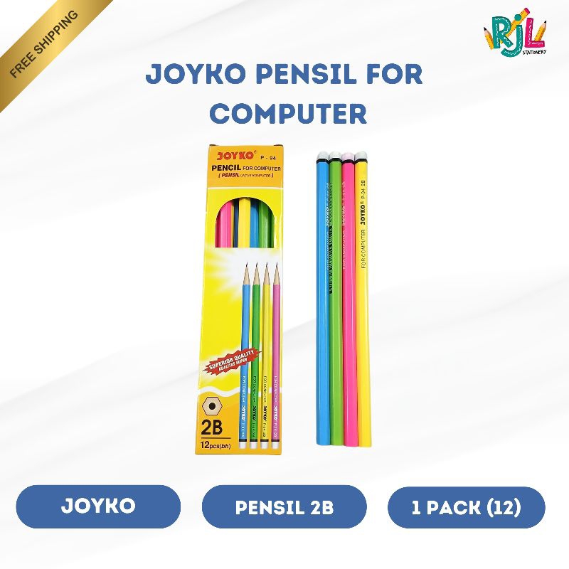

Joyko Pensil 2B For Computer | Warna Warni | 1 Pack (12)