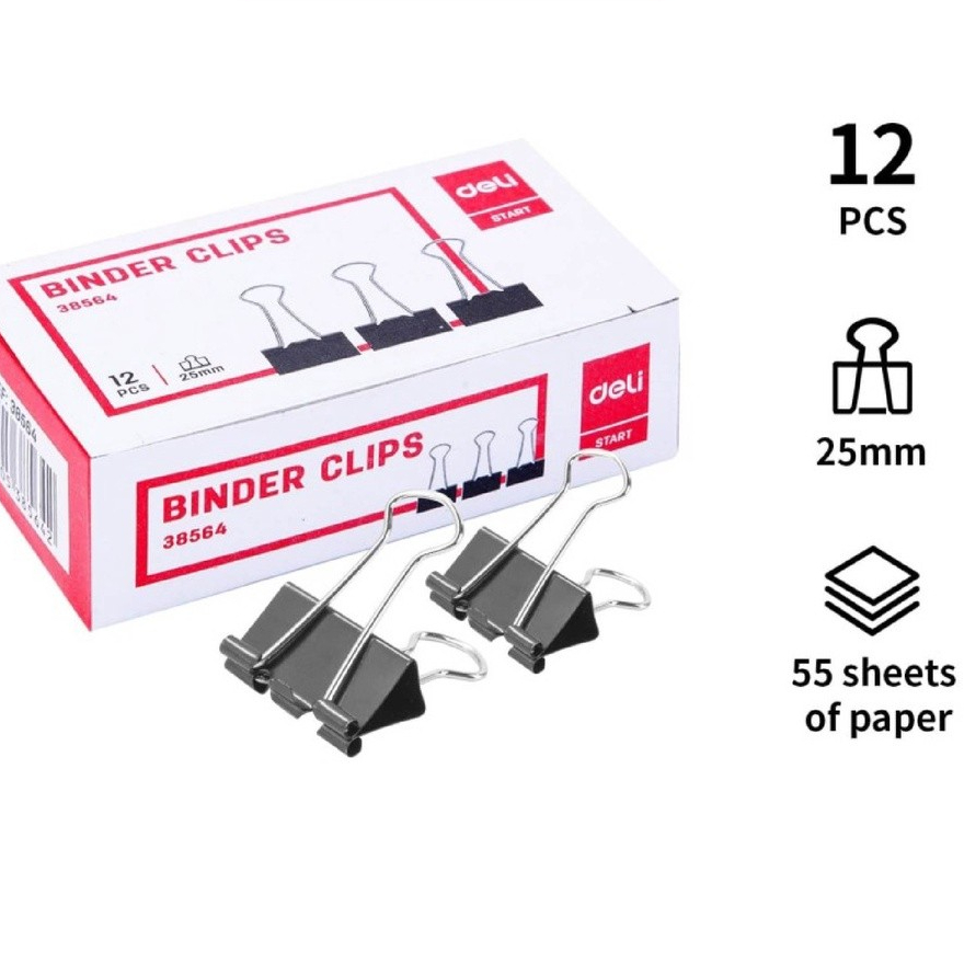 

Deli E38564 Binder Clip 25mm bebas karat dilapisi oleh eletroforesis (111)