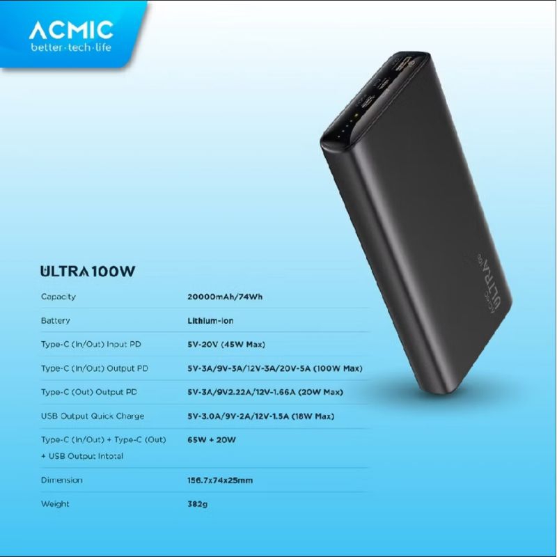 Powerbank Acmic Ultra 20000mah 100W