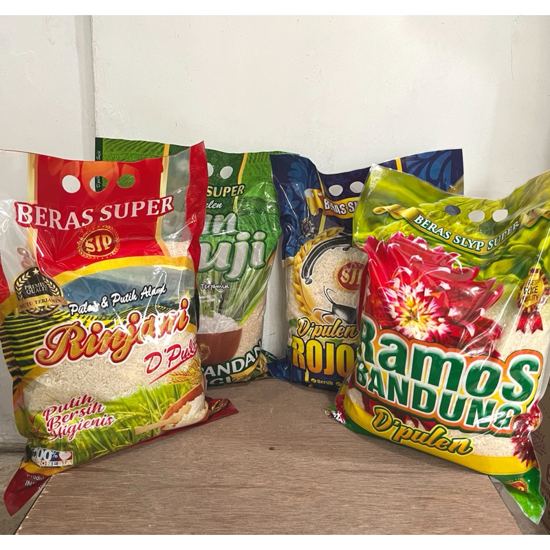 

Beras pulen Daun suji, Rojo lele, Rinjani, Ramos Bandung