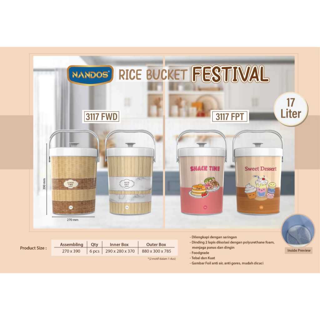 Termos Nasi Naiba Rice Bucket Tempat Nasi Termos Rice Bucket