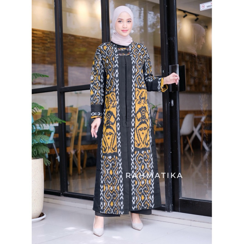 Long Outer Wanita Bahan Tenun Troso Premium Long Cardi Tenun Long Outer Jumbo