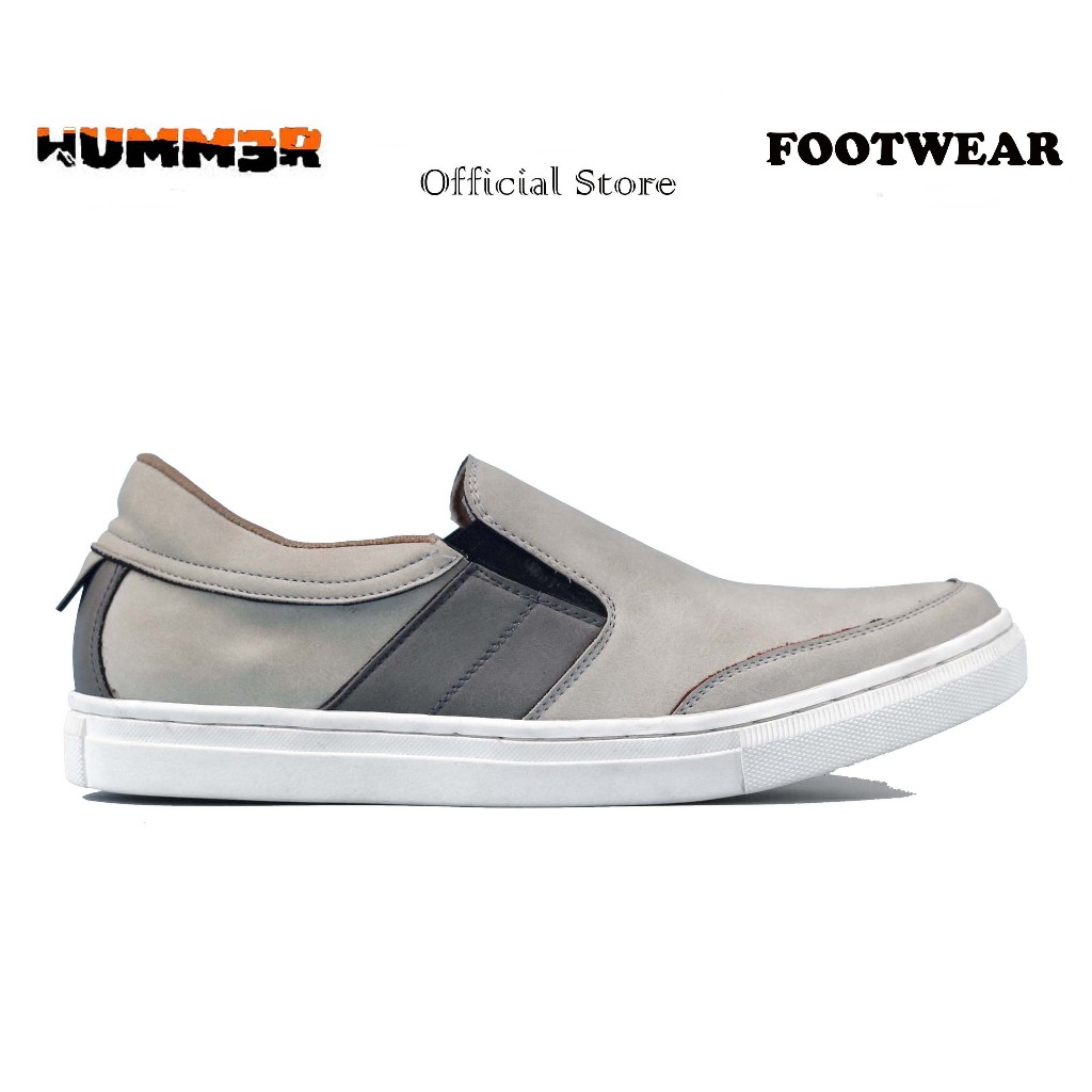 HUMM3R Alvaro Ivory Grey - Sepatu Slip On Pria Jumbo