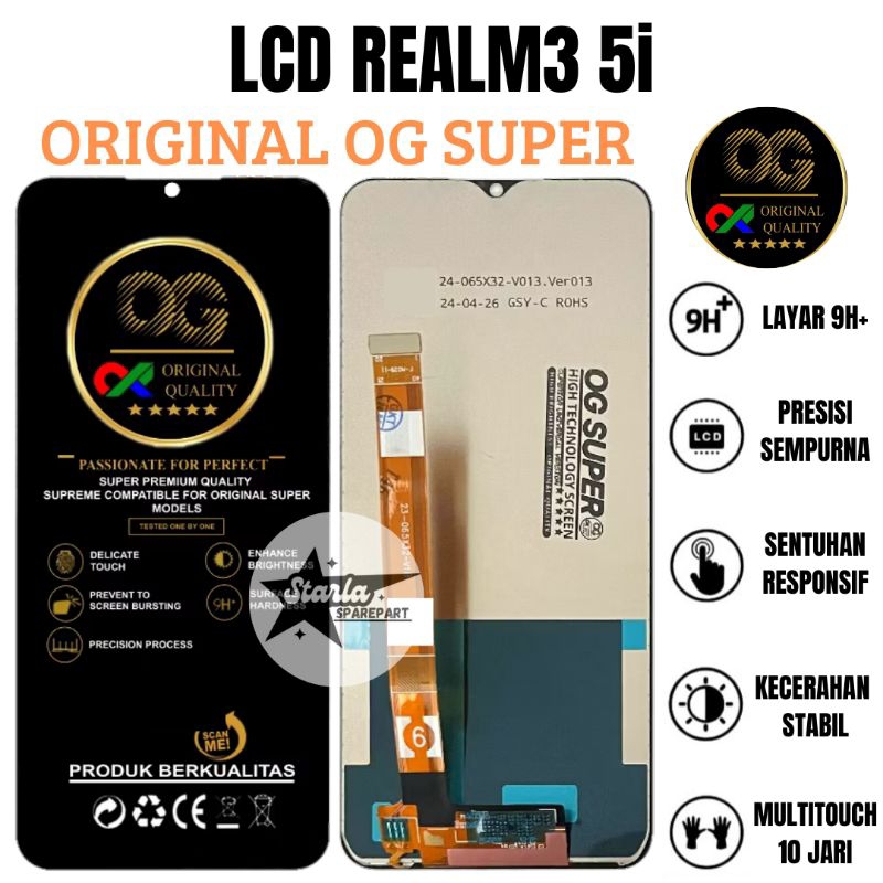 LCD TOUCHSCREEN REALME 5i Original OG SUPER GRATIS LEM+OBENG