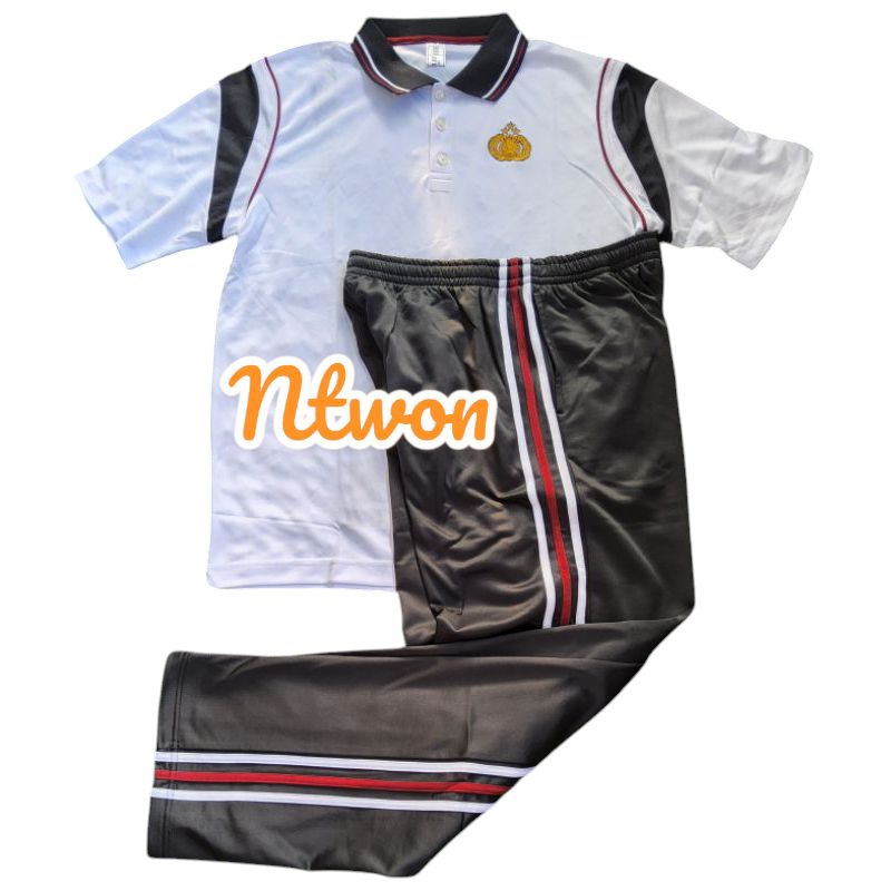 SERAGAM OLAHRAGA MABES POLRI HITAM PUTIH LENGAN PENDEK