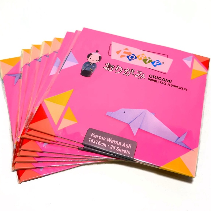 

KODE ER7MB Harga Grosir 1 Packs25 Set Kertas ORIGAMI Paper Double Face Fluorescent FORTE Uk 16x16cm