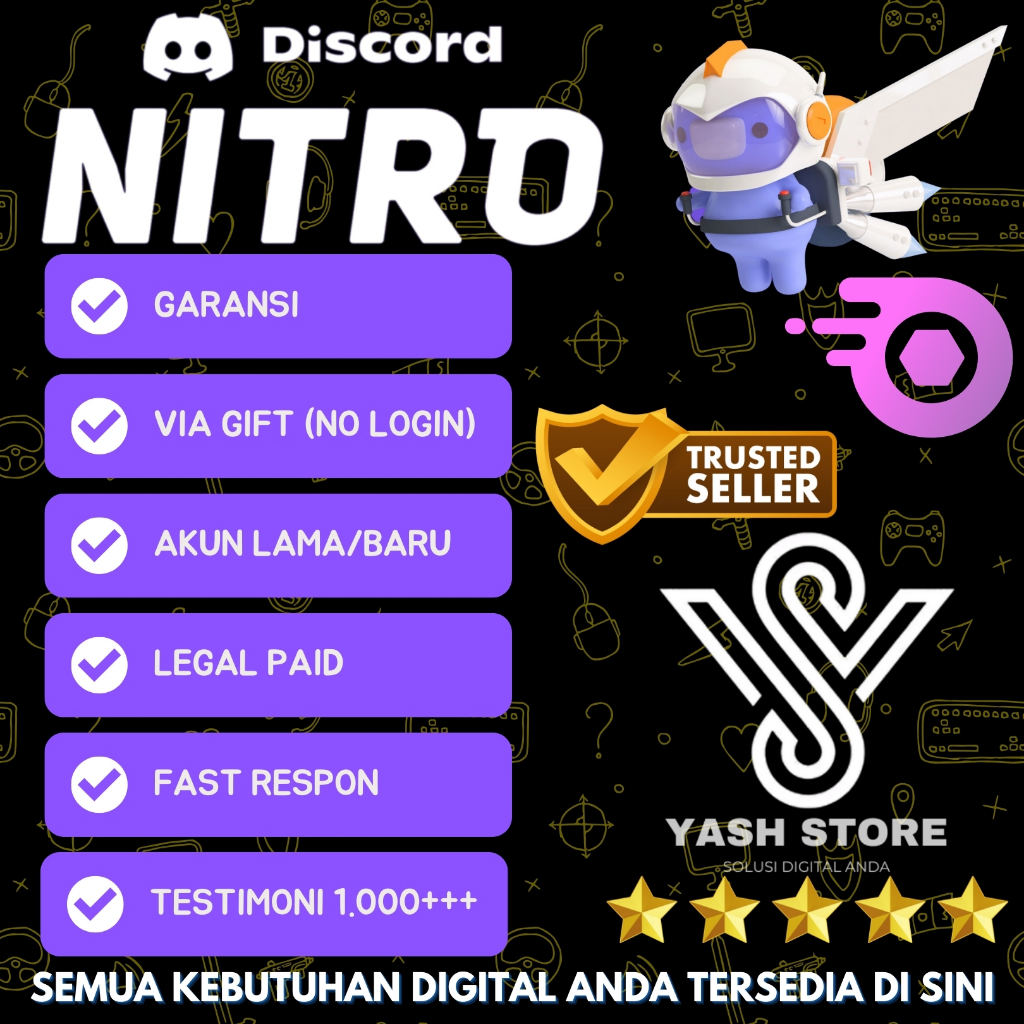 DISCORD NITRO 1 BULAN / 1 TAHUN VIA GIFT / VIA LOGIN  PREMIUM FULL GARANSI