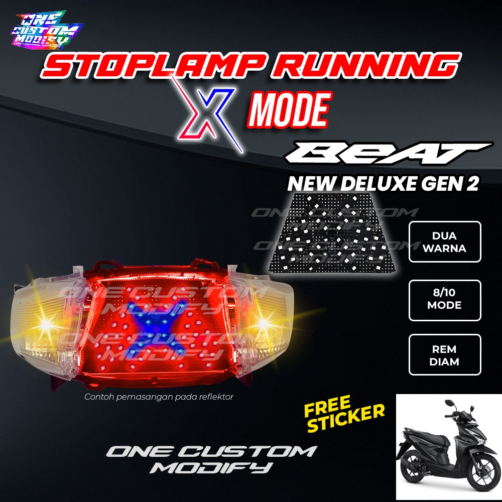 Stoplamp Running X Mode Beat New GEN 2 Lampu Rem LED Motor Variasi One Custom Modify
