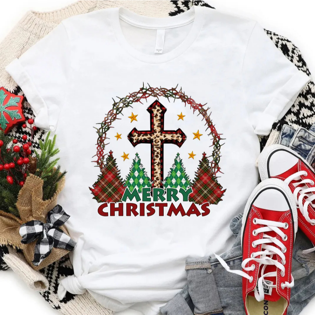 Baju Kaos Natal Merry Christmas Salib | Tshirt Xmas Baju Seragam Natalan Gereja Couple Keluarga Bisa
