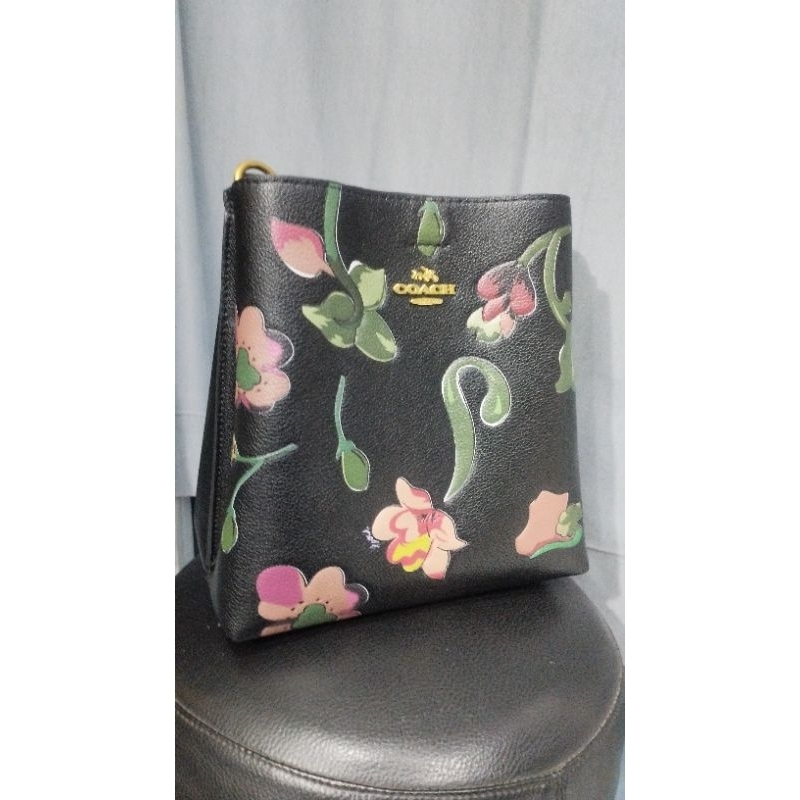 Tas coach Motif Bunga Hitam
