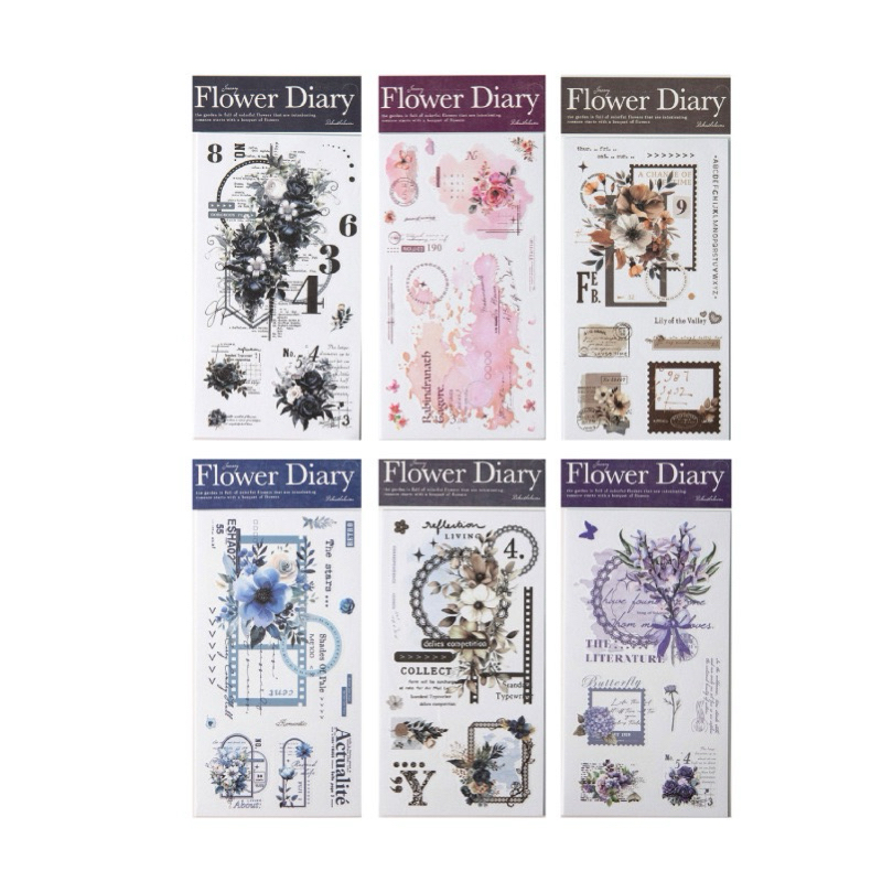 

(4C) sticker washi kiss cut motif bunga abstrak kotak memo flower writing tulisan quote