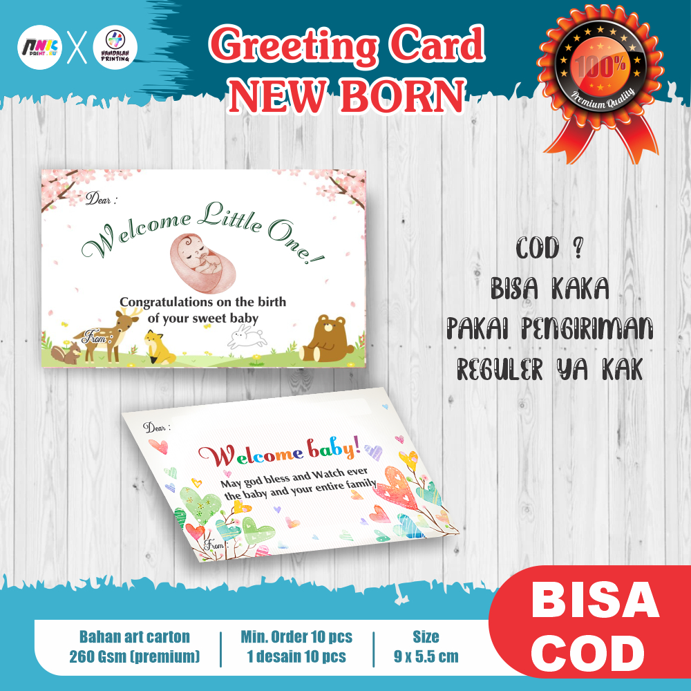 Greeting Card NEW BORN - Gift Card - Kartu Ucapan Bayi - Aesthetic - Kartu Ucapan New Born - Kartu L