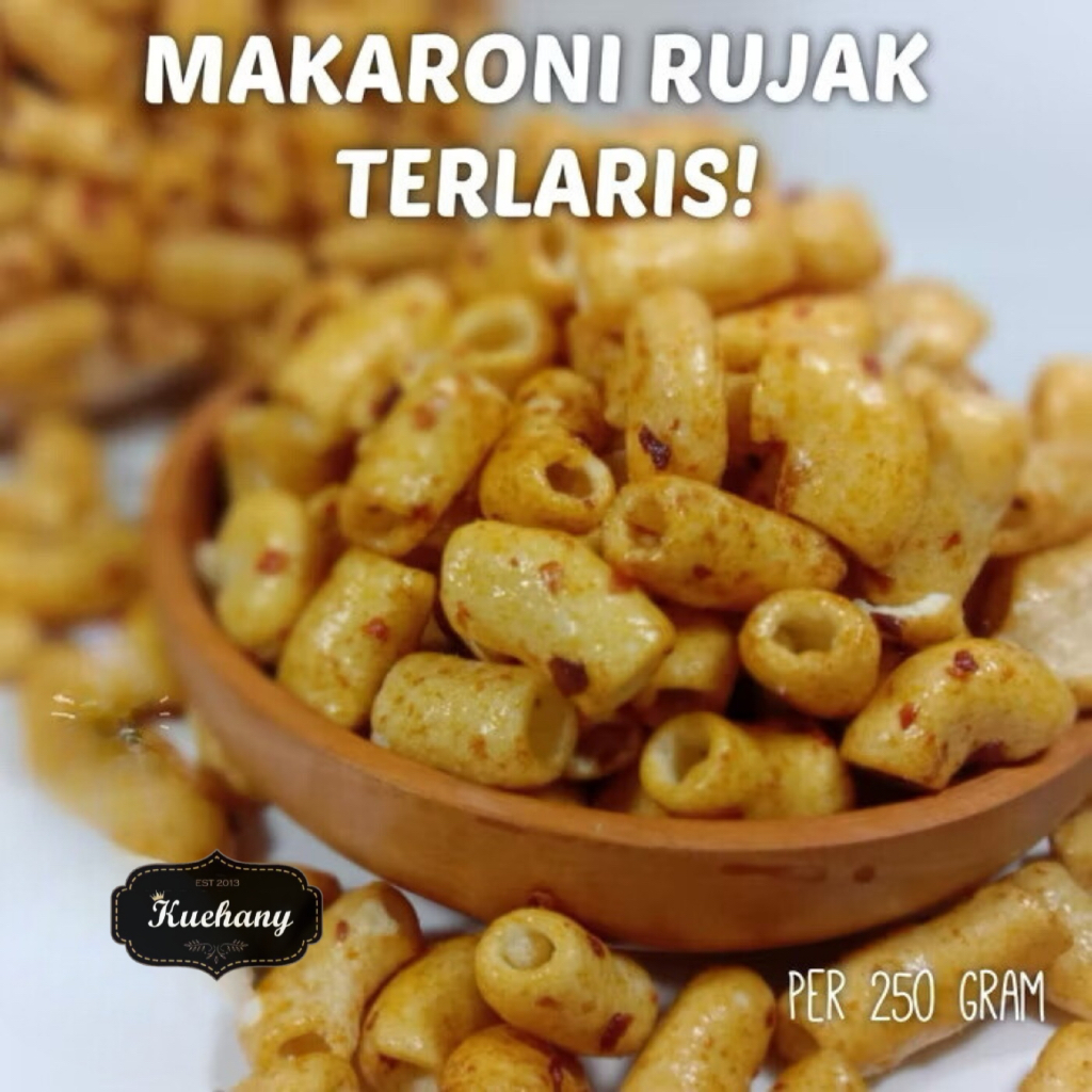 

MAKARONI BUMBU RUJAK PEDAS MANIS 500 GR / MAKRONI RUJAK / MACARONI RUJAK /