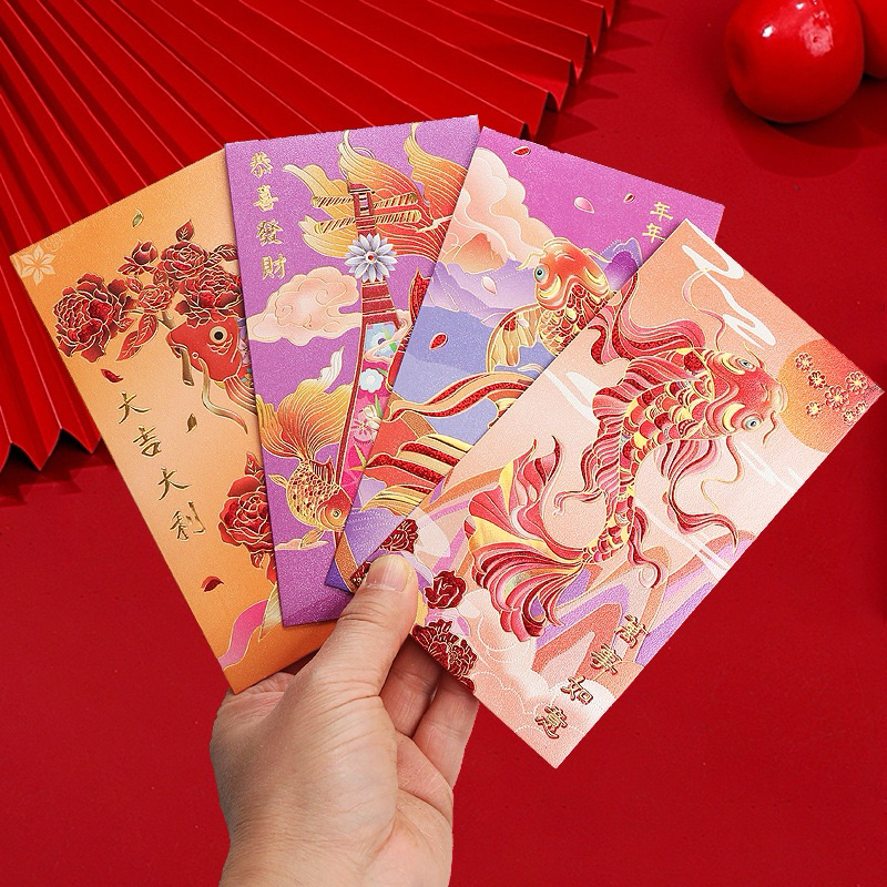 

TERBARU 4pcs Angpao Imlek Ikan Koi PANJANG TEBAL 2025 / Angpao Chinese New Year Netral / Ampao Shio Ular / Red Envelope Lunar New Year Neutral Year of Snake / Amplop Tahun Baru Cina