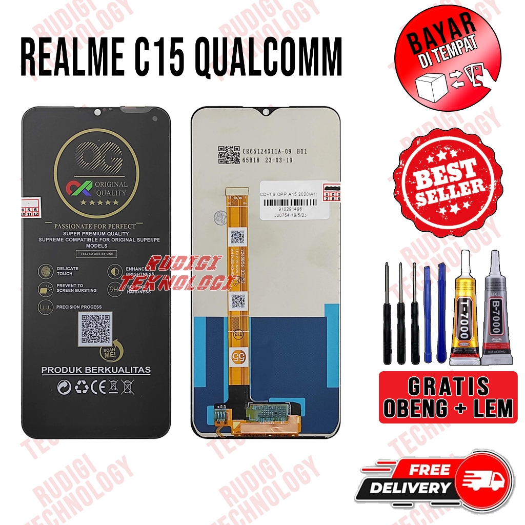Lcd REALME C15 QUALCOMM Original Lcd Touchscreen REALME C15 QUALCOMM Fullset GRATIS LEM OBENG
