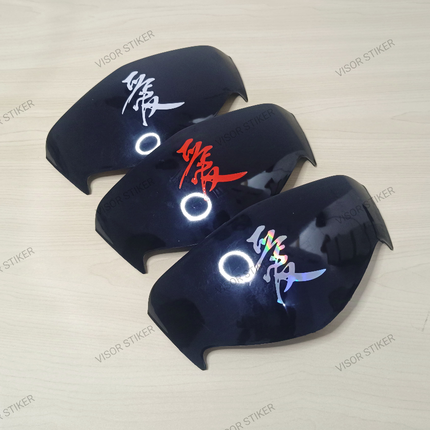 Visor supra x 125 lama dan mio soul stiker motif kanji hologram windshield supra x
