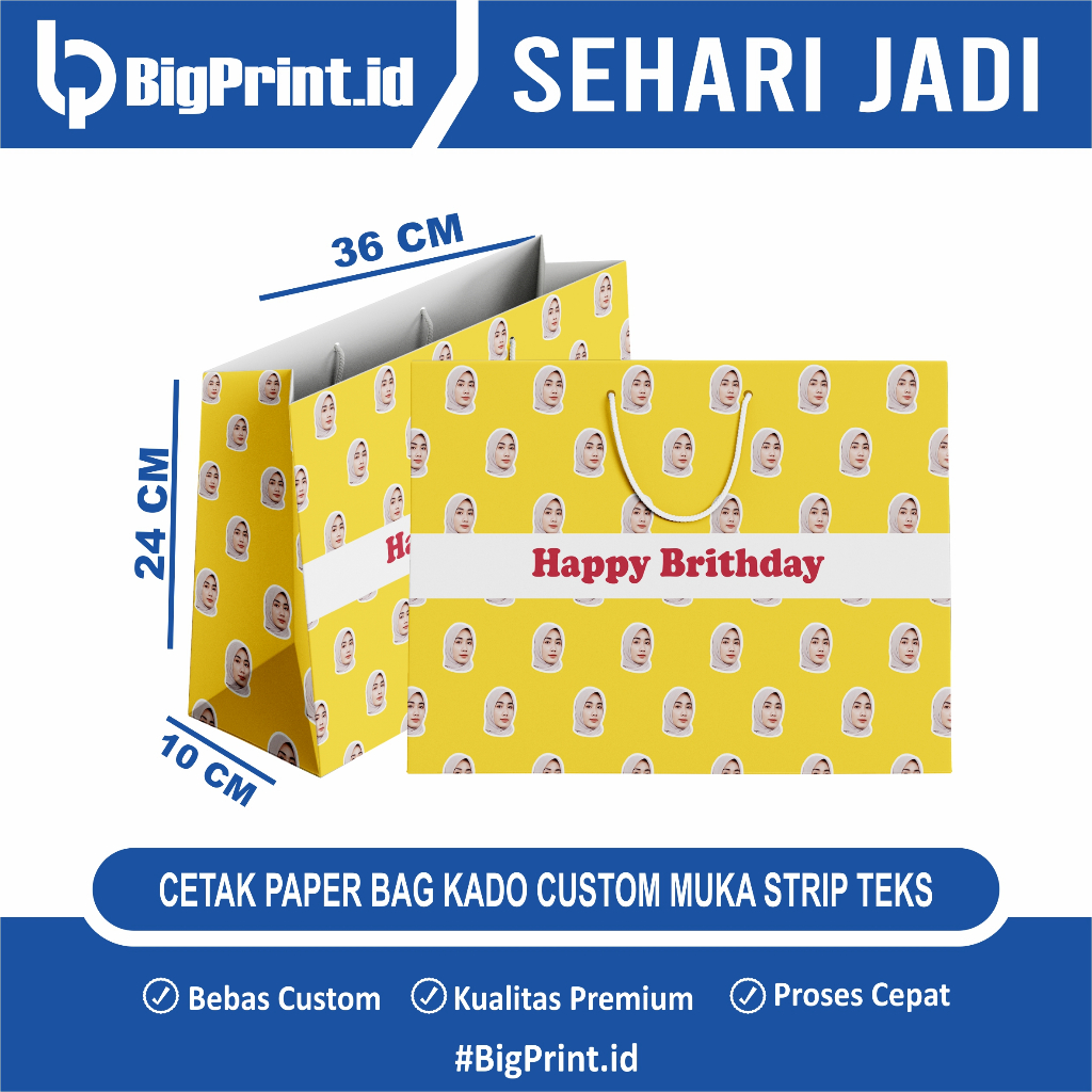 

Paper Bag Kado Custom Muka Strip Teks Edition | Termurah
