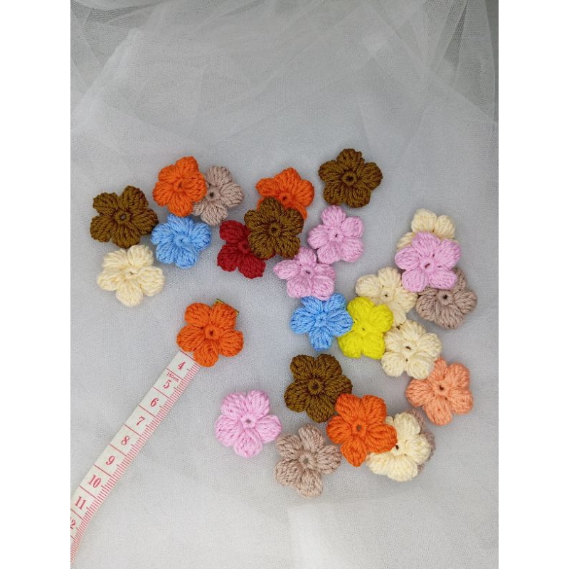 aplikasi bunga puff rajut seri A /aplikasi bunga puff /bunga rajut puff