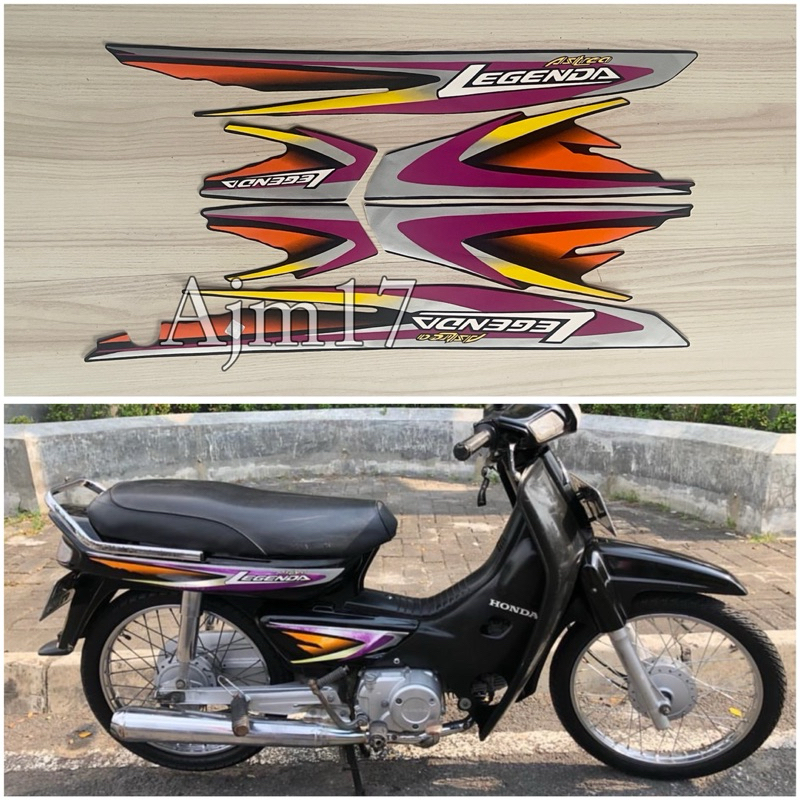 STIKER STRIPING MOTOR LEGENDA 1 2001 HITAM UNGU