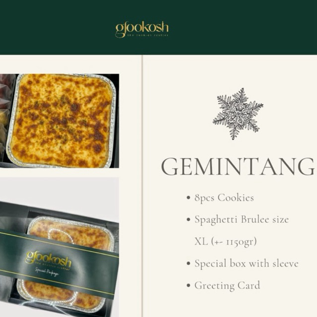 

Hampers natal Spaghetti Brulee size XL dan Cookies 8pcs